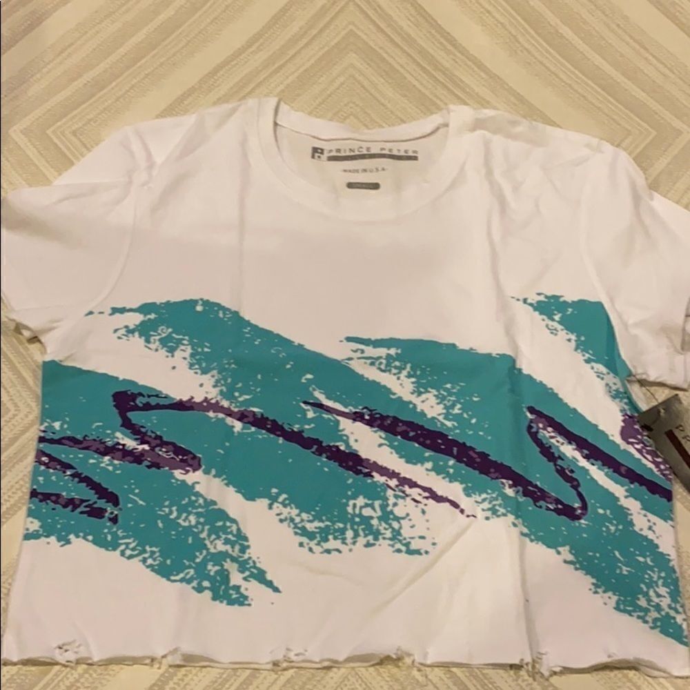 Prince Peter Retro Coffee Cup Print Rip Crop Tee